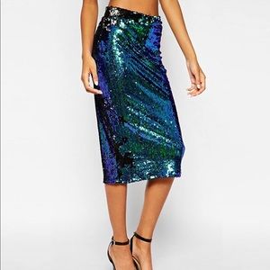 Sequin color changing pencil skirt